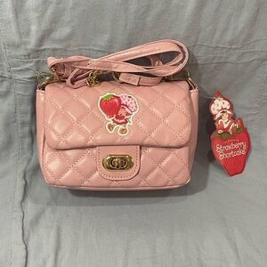 NEW The World of Strawberry Shortcake Mini Pink Crossbody Quilt-Like Purse